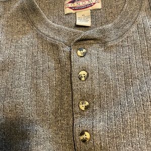 Long four buttons down ribbed pewter brown